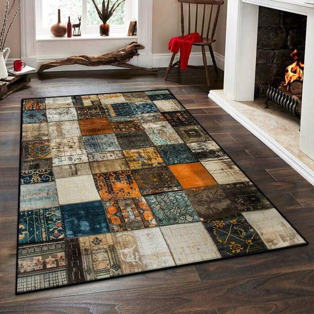 Karpetti Geometrischer Teppich im Boho-Stil, Waschbarer und Rutschfester Teppich aus Polyester, Mehrfarbig, B/T: 200 x 300 cm - Bild 1