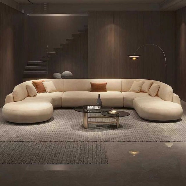 DUTRIEUX Ecksofa in U-Form aus Stoff in Beige mit passenden Kissen für dein Wohnzimmer - Bild 1