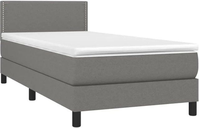 vidaXL Boxspringbett Hybrid mit Matratze und LED-Unterbettbeleuchtung Dunkelgrau B: 90 cm, T: 203 cm, H: 78 cm - Bild 1