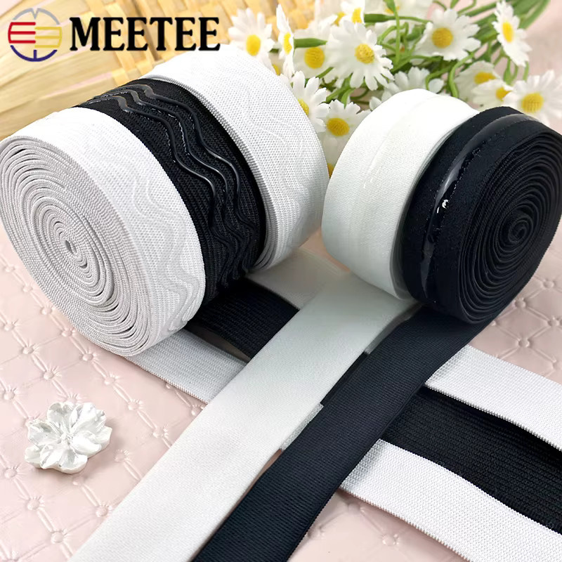 Meetee Silikon-Gummiband Schwarz, 10m elastisches Stretchband für BHs, Sportbekleidung und DIY-Zubehör, Breite: 8-30mm - Bild 5