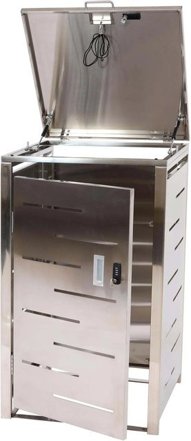 PROREGAL Mülltonnenbox für 1 Tonne, erweiterbar, Edelstahl-Optik, Farbe: Silber, B/T/H: 103 x 60 x 62 cm - Bild 1