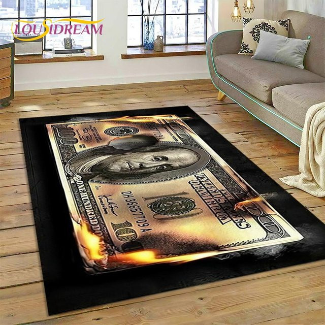 ChenYing01 Teppich mit Dollar-, Euro- und Pfund-Motiv in Multicolour, rutschfeste und waschbare Bodenmatte für Kinder, B/B: 60 x 90 cm - Bild 1