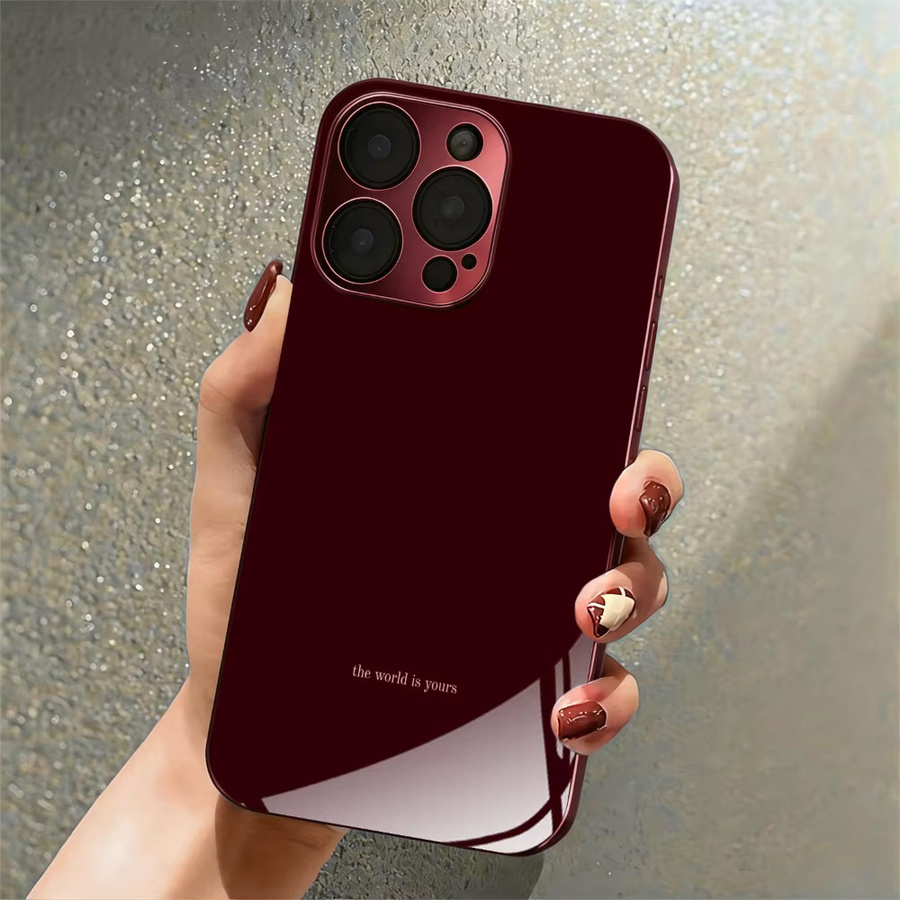 Sturzsichere Glas-Handyhülle für iPhone 17 16 15 14 13 12 11 Pro Max Plus in Rot - Bild 3