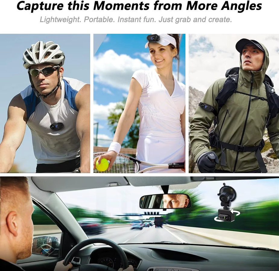 POVCAN 4K Mini-Action-Camera mit EIS, tragbare Daumengroße Kamera in Schwarz für POV-Aufnahmen bei Sport, Reisen und Outdoor - Bild 3