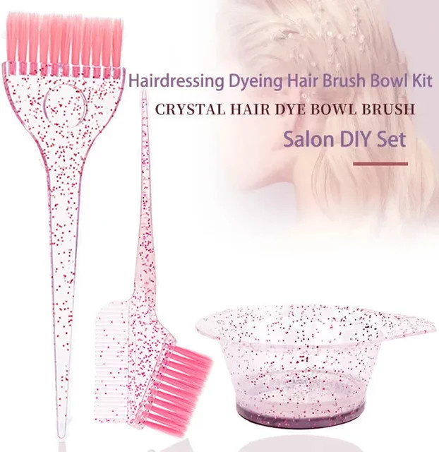 Haar Färben Pinsel Set, 3 Stück, Kristall Schüssel und Pinsel - Bild 1