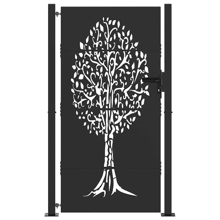 vidaXL Gartentor Schwarz aus pulverbeschichtetem Stahl, B/H: 105 x 200 cm - Bild 2