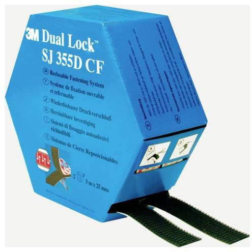 3M Dual Lock SJ355DCF Klettband zum Aufkleben mit Pilzkopf, Schwarz, Länge: 5000 mm, Breite: 25 mm - Bild 1