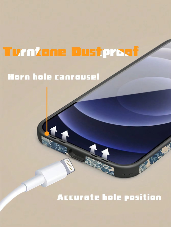 Vintage Handyhülle aus PU-Leder mit blauem Blumendruck für iPhone 16, 15, 14, 13, 12, 11 und Pro Max, staubdicht und stoßfest, mehrfarbig - Bild 2