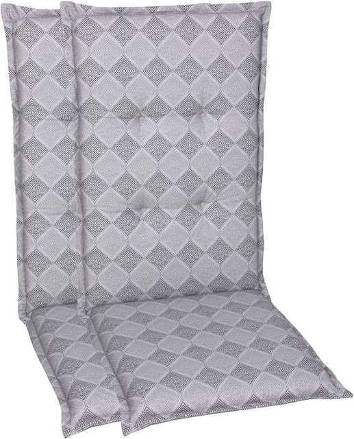 GO-DE TEXTIL Gartenauflage Raute 2er Set für Hochlehner in Grau Anthrazit - Bild 1