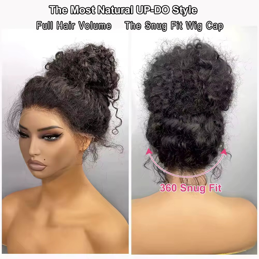 donxue Echthaarperücke, verworrene lockige Full Lace Front Perücke, Damen - Bild 3