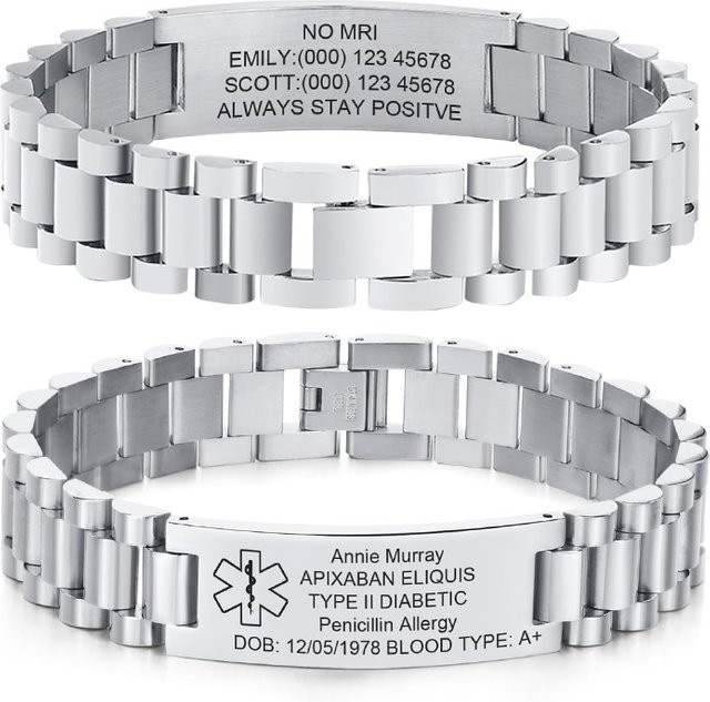 4MELLY Medizinische ID-Armband, Edelstahl, Silber, Unisex - Bild 1