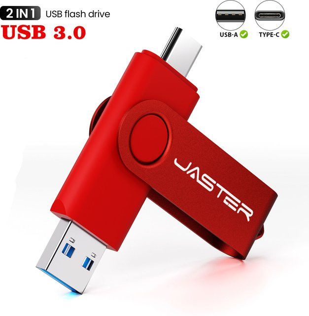 JASTER 2 in 1 USB-C USB 3.0 Speicherstick 128GB in Rot - Bild 1