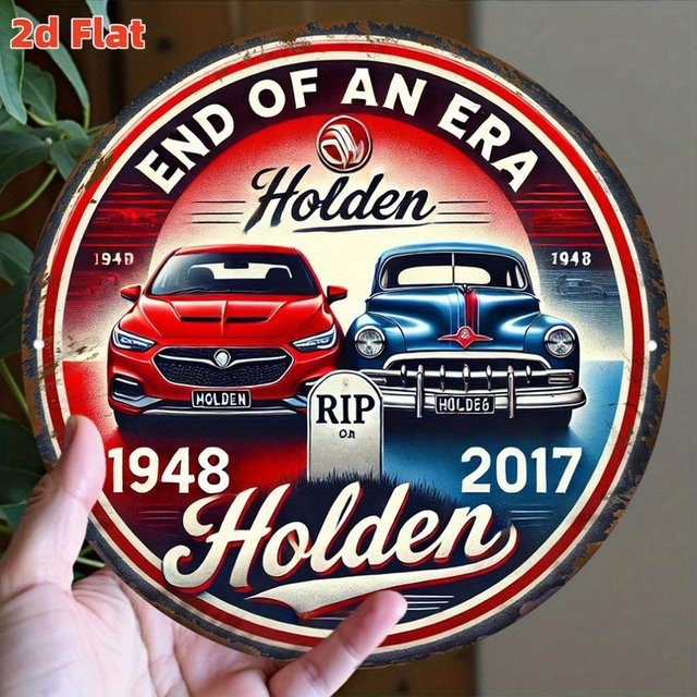 HELLOYOUNG Holden Car Memorial Badge End of an Era Vintage Auto Art, rund, Metall, mehrfarbig, Durchmesser: 20 cm - Bild 1