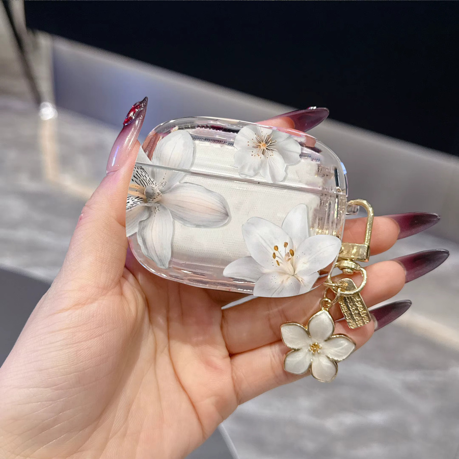 INS Soft Case Schutzhülle mit blauem Blumenmuster für Apple AirPods 4 und AirPods Pro 2 - Bild 2