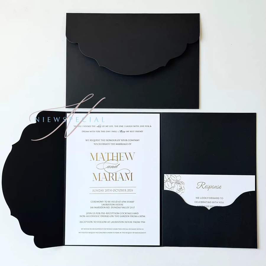 Leere Taschenbinde Einladungskarten aus Papier für DIY-Hochzeiten in Hellrosa - Bild 2