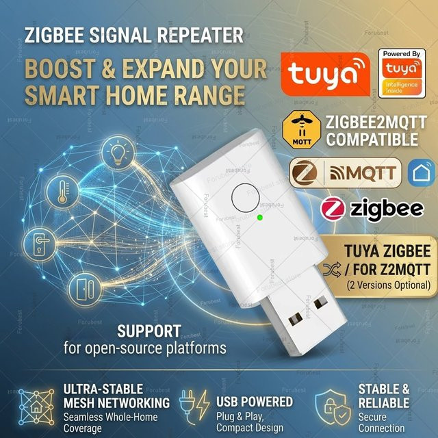Forubest ZigBee Signalverstärker in Weiß für Tuya Smart Life Gateway und Home Assistant Z2MQTT - Bild 1