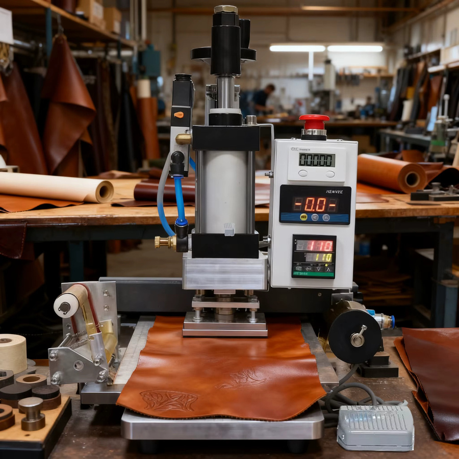 Pneumatische Heißprägemaschine in Silber für Leder, Papier und Holz in Industriequalität - Bild 2