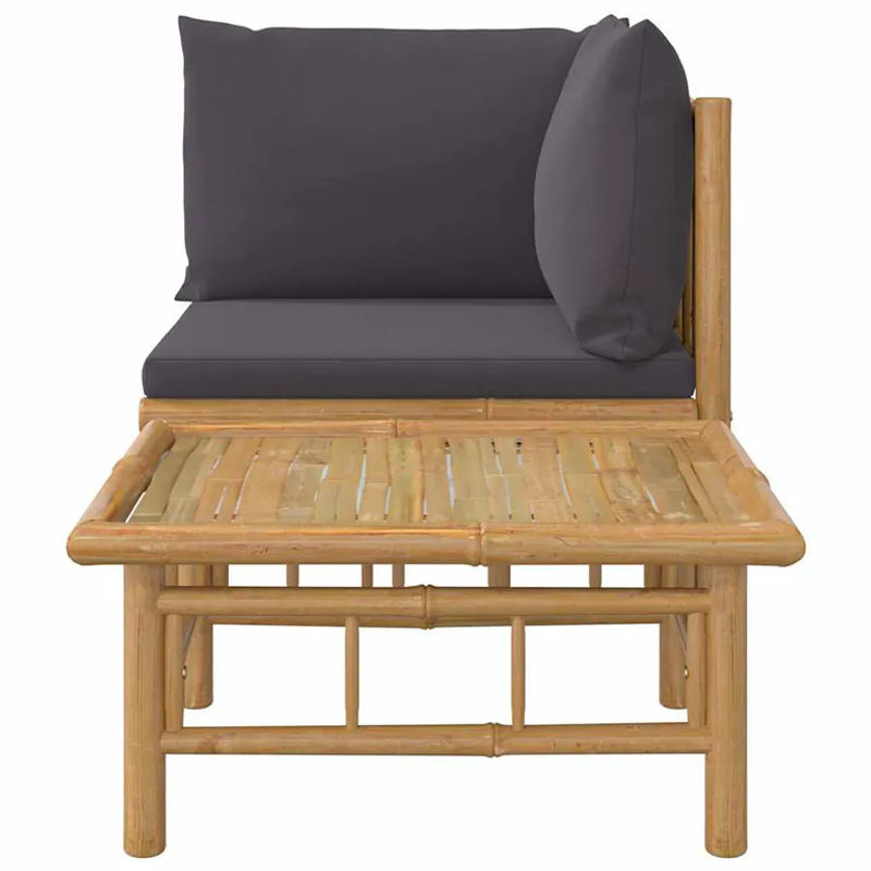 Vidaxl Gartenmöbel-Set aus Bambus mit dunkelgrauen Kissen in modernem Design - Bild 3
