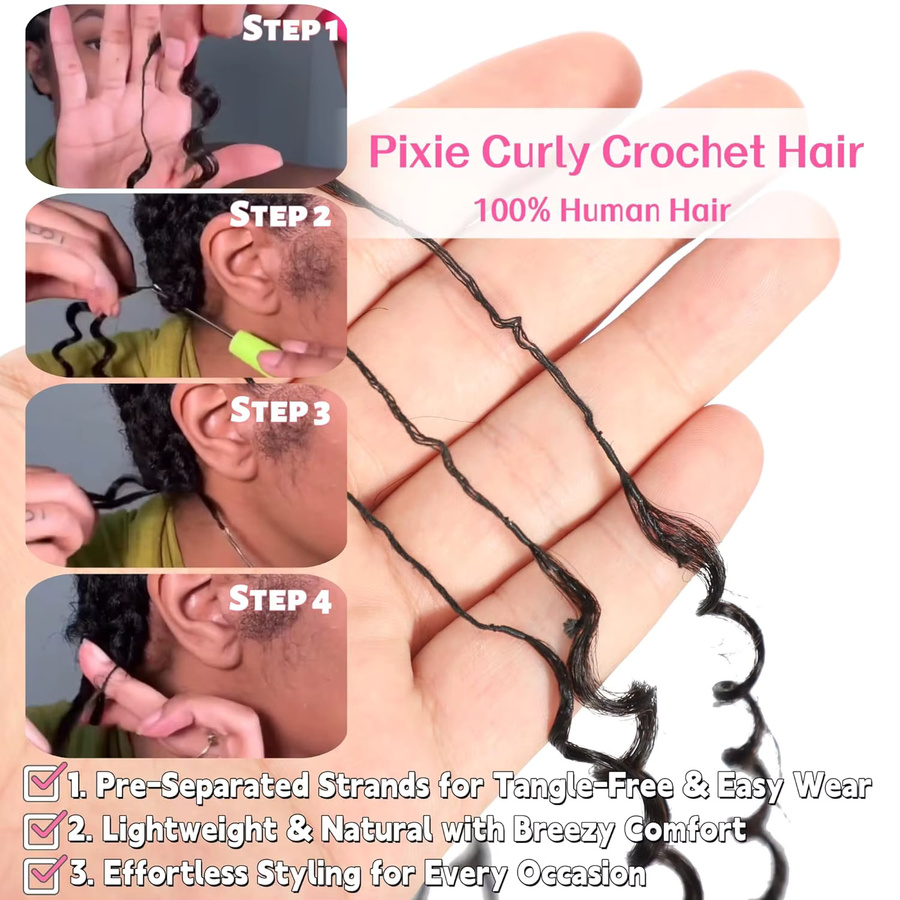 SISTER HAIR Häkelhaarverlängerungen Echthaar, lockig, 100 g - Bild 2