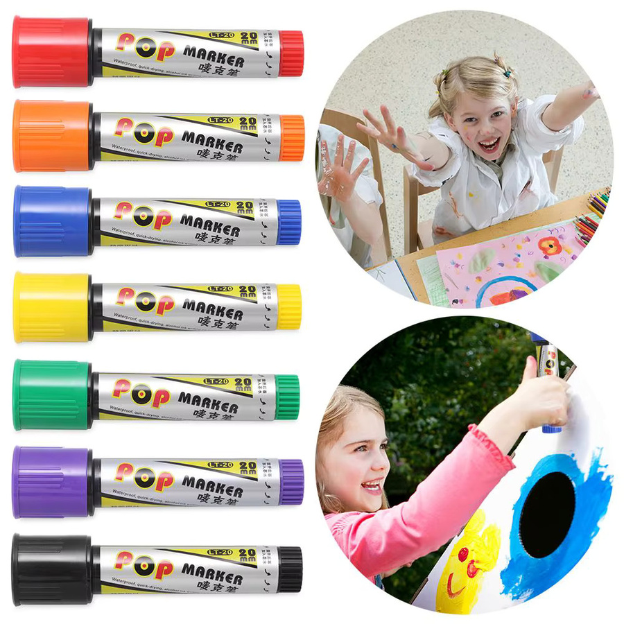 Permanent Marker Set für Graffiti und Skizzen in Schwarz und Mehrfarbig mit 20mm Spitze - Bild 2
