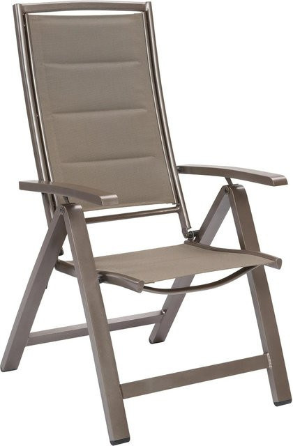 Merxx Tinetto Gartensessel klappbar und 5-fach verstellbar in Braun und Taupe mit Textilkissen - Bild 1