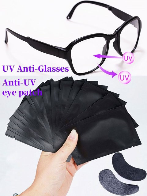 XINYILEJIA UV-Patches und UV-Schutzbrillen für Wimpernverlängerungen, 50 Paar, Schwarz - Bild 1