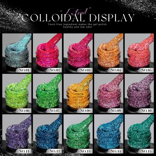 Vendeeni Disco Glitter Gel Nagellack Kollektion Set, 15 Farben, Schimmernd - Bild 1