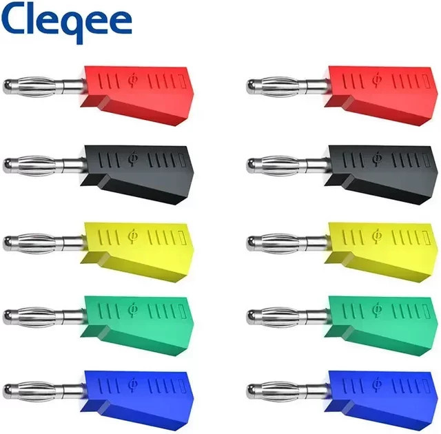 Cleqee P3002 Bananenstecker 4 mm stapelbar, vernickelte Lautsprecheranschlüsse in 5 Farben, 10 Stück - Bild 1