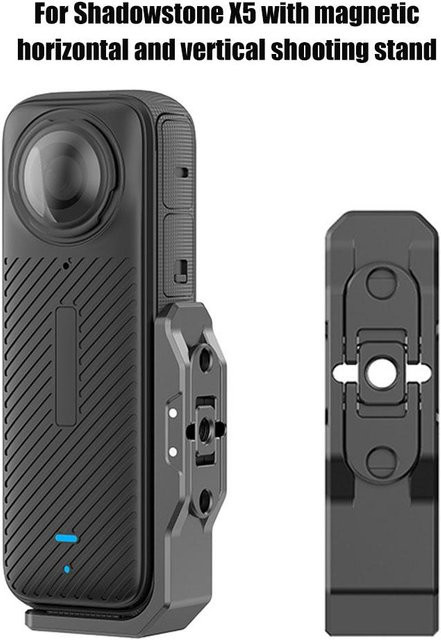 Magnetischer L-förmiger Halterungsadapter für Insta360 X5 und X4 in Schwarz für horizontale und vertikale Aufnahmen - Bild 1