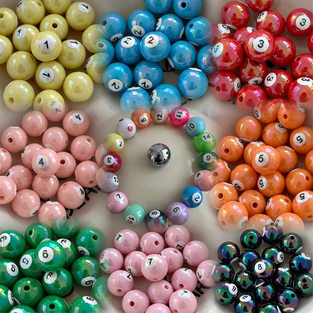 Spacer Perlen Acryl, rund, 16 mm, Billard Ball - Bild 1