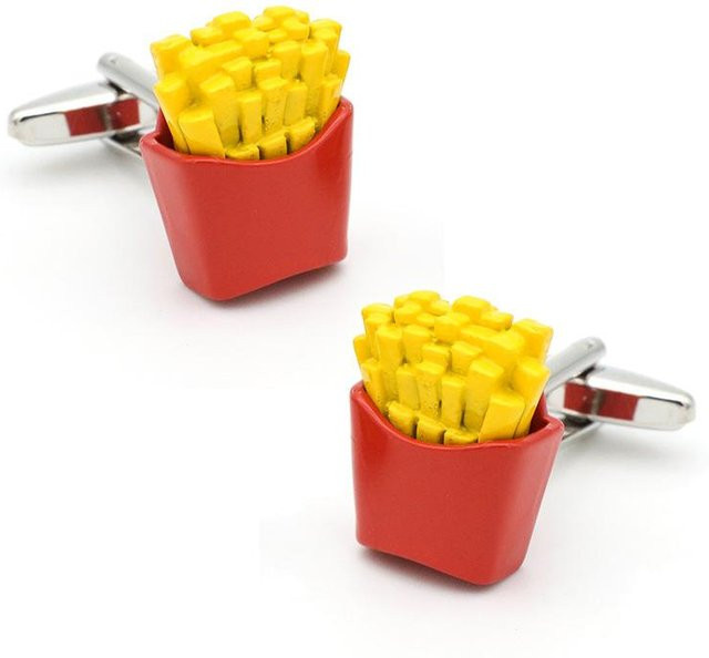 Igame Manschettenknöpfe, Messing, Braun, Pommes Frites Design, Herren - Bild 1
