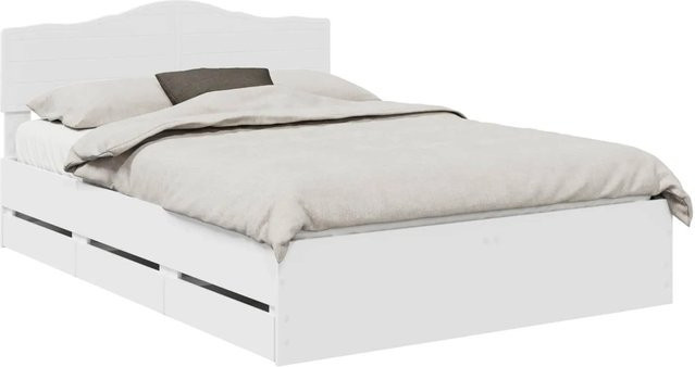 vidaXL Bettrahmen mit Schubladen in Weiß aus Holzwerkstoff B/T/H: 140 x 200 cm - Bild 1