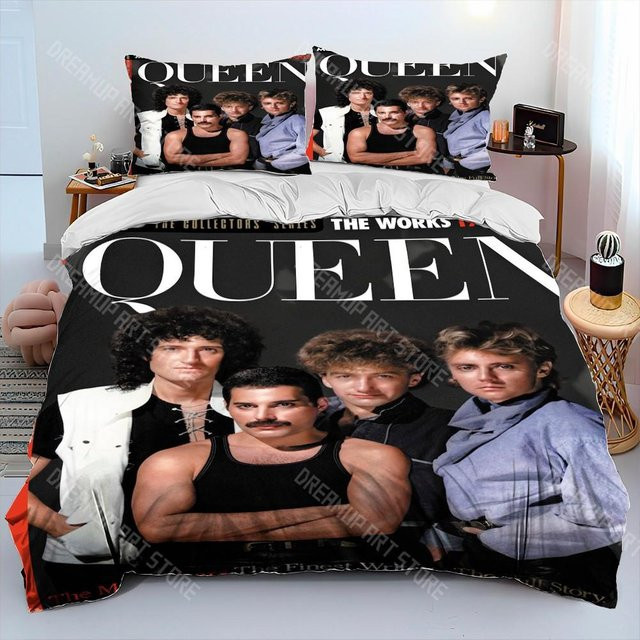 Bettwäscheset Freddie Mercury Queen Rockband mit Bettbezug und Kissenbezug, Mikrofaser, Mehrfarbig, B/H: 140 x 210 cm - Bild 1