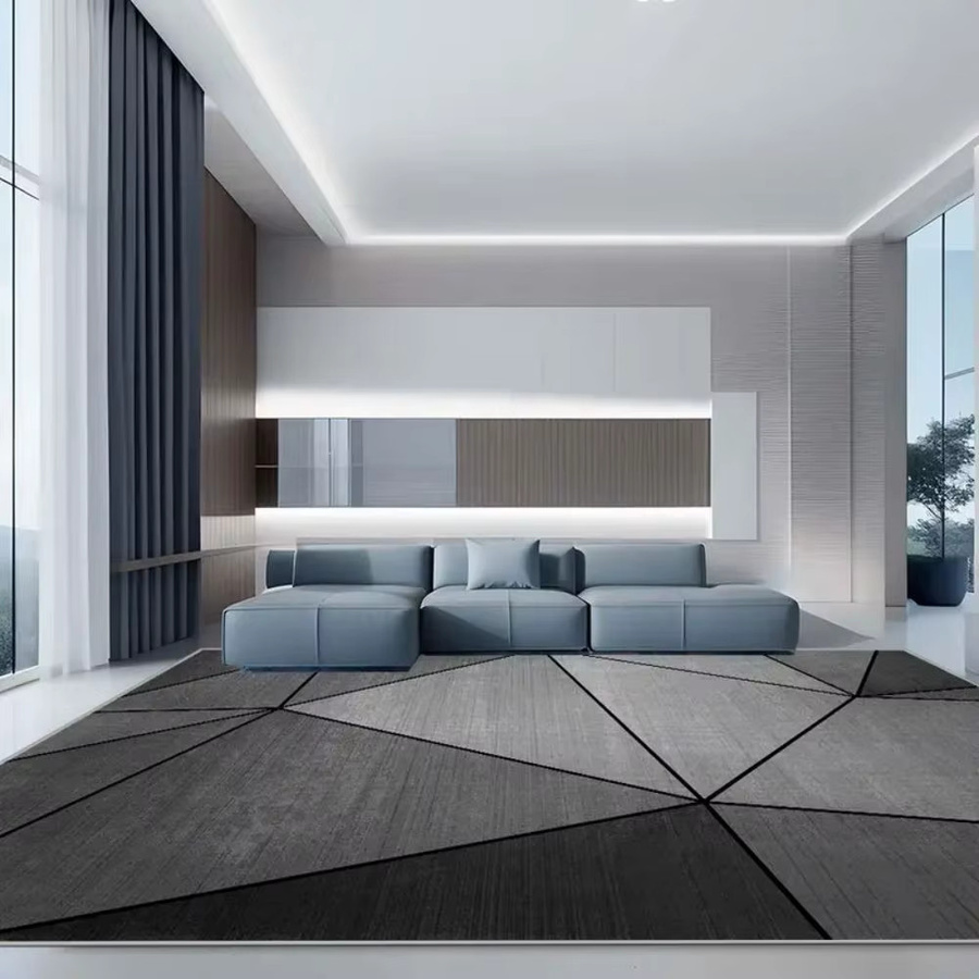 VIKAMA Schallschutzteppich für Wohnzimmer und Schlafzimmer, grau, geometrisches Design, waschbar und rutschfest, B: 120 cm, T: 80 cm - Bild 2