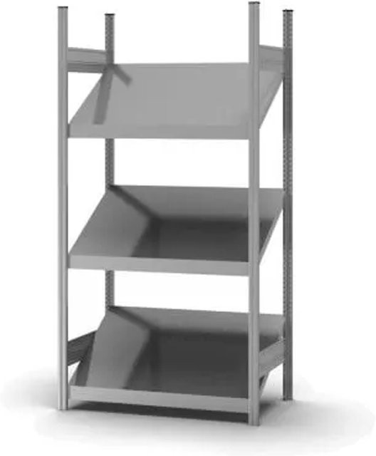 PROREGAL Schrägbodenregal verzinkt mit 3 Ebenen, H x B x T: 200 x 100 x 40 cm, Fachlast 100 kg - Bild 1