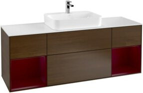 V&B Waschtischunterschrank Finion in Weiß, Wandmontage mit LED-Beleuchtung und Regalfach, B/T/H: 160 x 60 x 50,1 cm - Bild 1