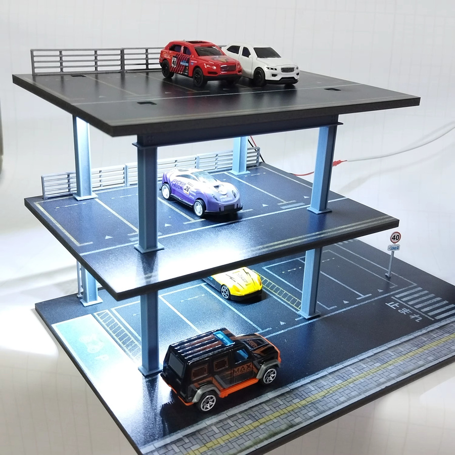 meiduoxing LED-beleuchtetes Auto-Garagen-Diorama-Modell, Maßstab 1:64 - Bild 3