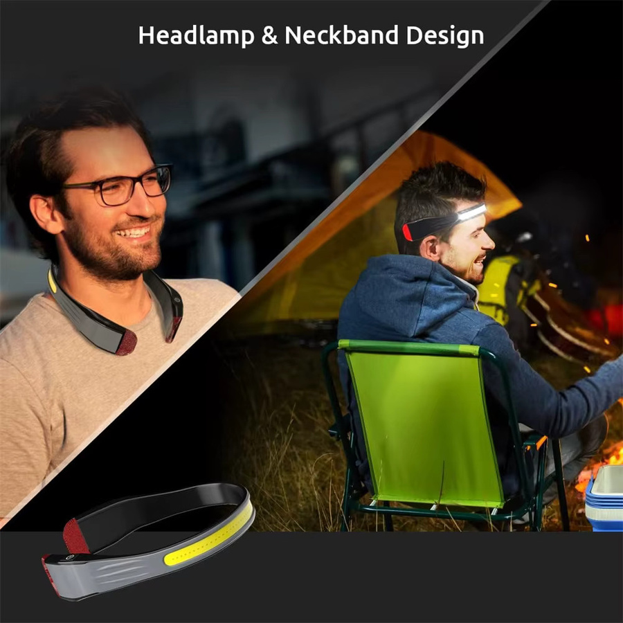 DBF Induktions-COB-Scheinwerfer mit LED-Flutlicht, wasserdichter USB-Stirnlampe in Schwarz-Rot mit 5 Beleuchtungsmodi und rotem Rücklicht - Bild 4