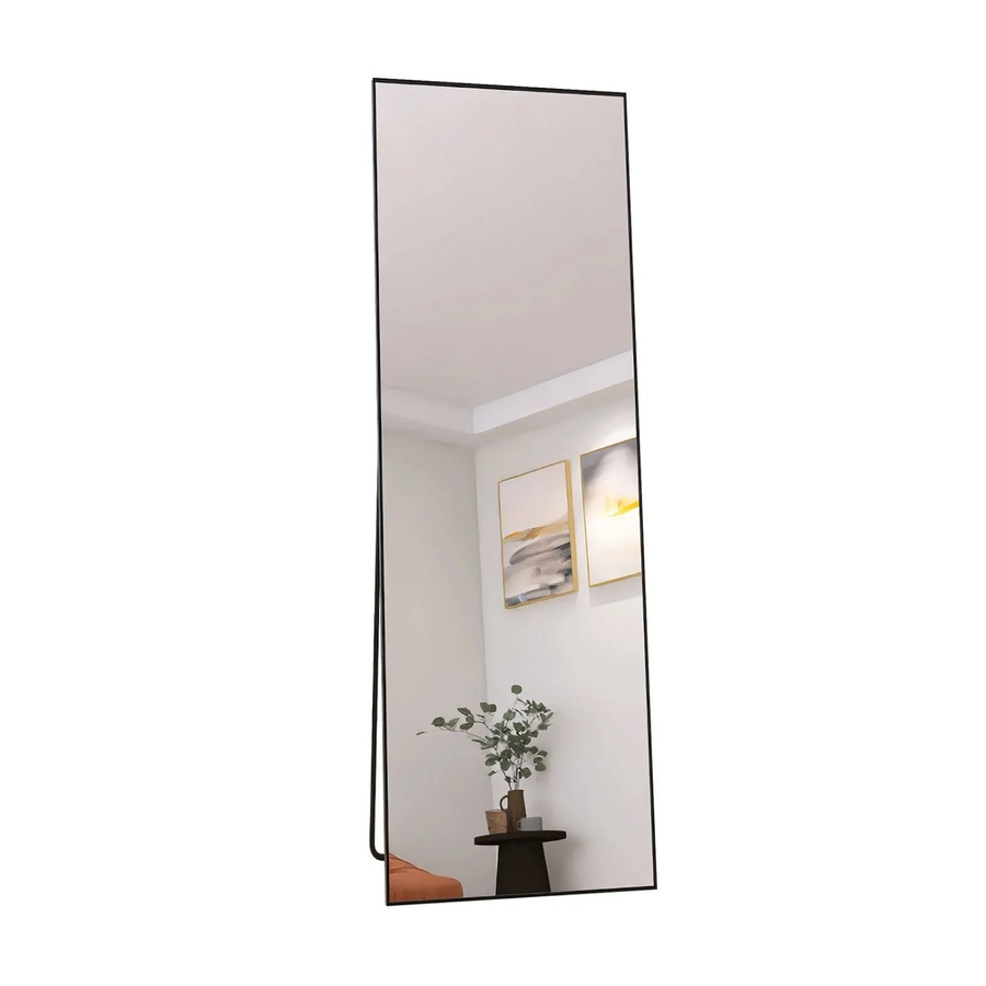 PXloue Standspiegel Rechteckiger Ganzkörperspiegel mit Metallrahmen in Schwarz, Höhe: 140 cm, Breite: 40 cm - Bild 2