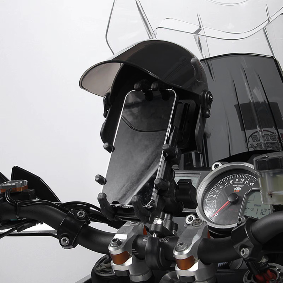 Wasserdichter Handyhalter für Motorradhelm und Sonnenhut in Schwarz mit integriertem Regenschutz und Sonnenschutz - Bild 2