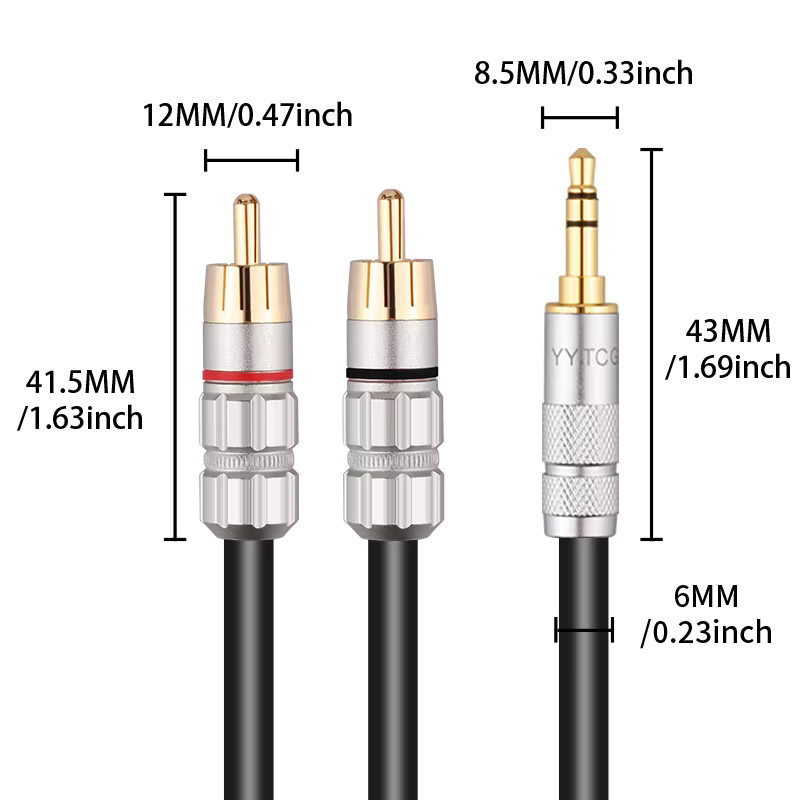 RUZUO Audio Kabel 3,5mm Klinke auf 2 RCA Stereo Aux Splitter für Verstärker und Heimkino, Schwarz - Bild 6