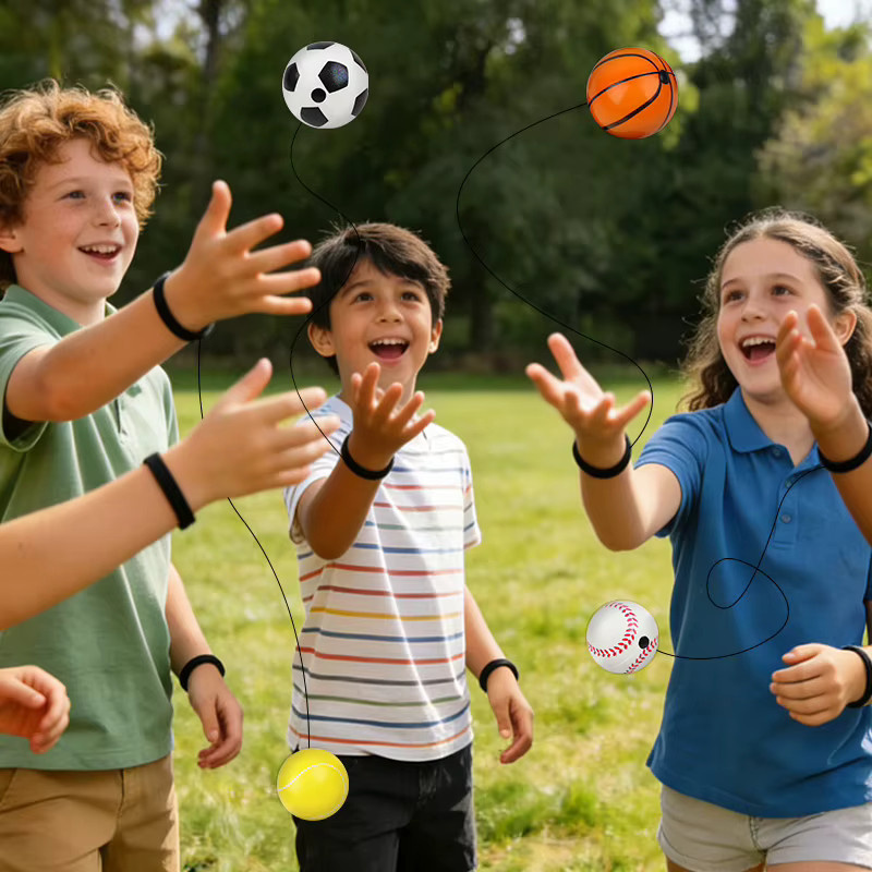 ZQNYCY Handgelenk-Rückprallbälle, Sport-Springbälle mit Schnur, Gummi, Set - Bild 3