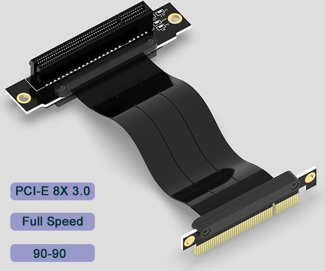 haoyexin PCI Express 8X Adapter-Riser-Karte, 90-Grad-Konverterkarte für Servergehäuse und Computer, PCI-E 3.0 x8 auf x8, Schwarz - Bild 1