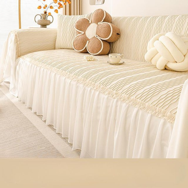 Super Six Sofaüberwurf im Boho-Stil mit Spitzen-Details, rutschfest und waschbar, B/B: 180 x 130 cm - Bild 1