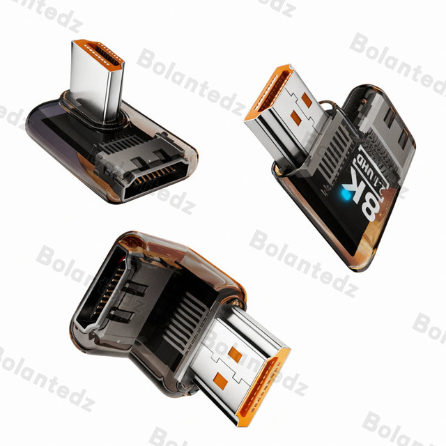 Bolantedz HDMI 2.1 Adapter 8K @ 60Hz Stecker auf Buchse Extender in Schwarz für HDTV PS4 PS5 und Laptop mit 90 270 360 Grad Drehung - Bild 1