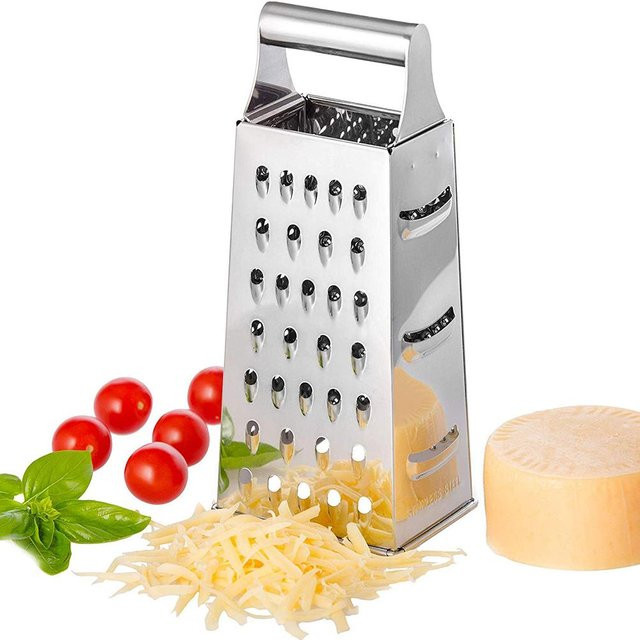 CosyHome Mehrzweck-Edelstahl-Reibe, 4-seitige Küchenreibe für Gemüse, Obst und Käse, silber - Bild 1