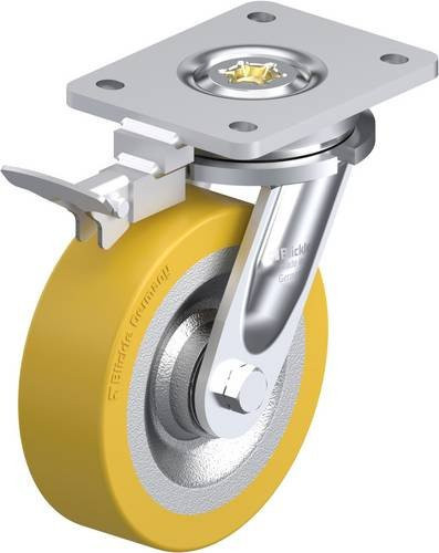 Blickle LO-SETH 160K-RI4 Lenkrolle mit Feststeller in Silber und Braun, Rad-Durchmesser: 160 mm, Tragfähigkeit: 700 kg - Bild 1
