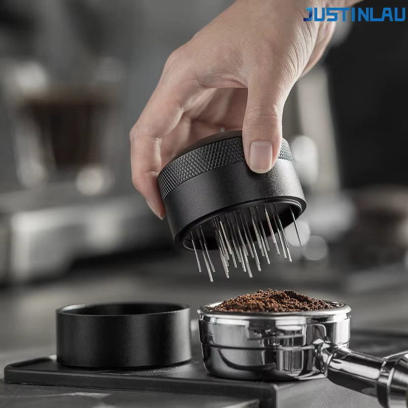 JUSTINLAU Rotierender Nadel-Pulverspender aus Edelstahl in Silber und Schwarz mit Basis - Bild 2
