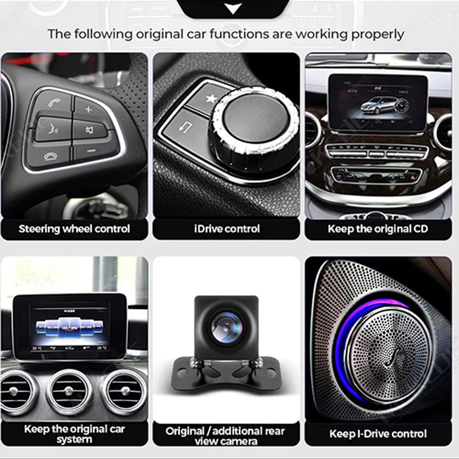 MEKEDE Android 15 Autoradio mit 8-Kern MTK6762, Kabelloses CarPlay und Android Auto, Multimedia-Navigation mit GPS, DSP, 4G LTE und WiFi für Mercedes-Benz C-Klasse W205, GLC X253 und V-Klasse W447, Schwarz - Bild 6