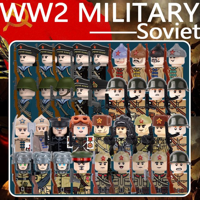 BRICKPANDA WW2 Militär Sowjetische Soldat Figuren Bausteine, Kunststoff - Bild 1